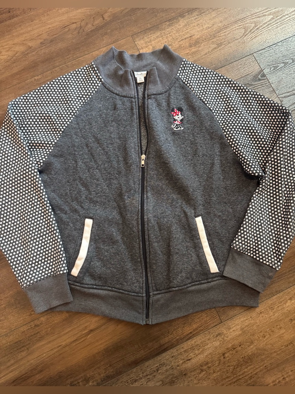 Disney Parks girls size XL Minnie Mouse grey sweatshirt jacket